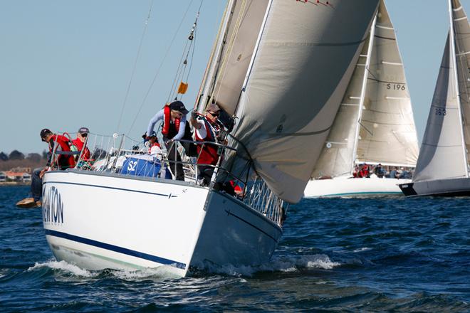 Foredeck crew get Mrs Overnewton set for the spinnaker. - Nautilus Marine Winter Series ©  Alex McKinnon Photography http://www.alexmckinnonphotography.com